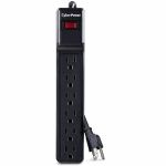 CyberPower CSB606 Essential 6 - Outlet Surge with 900 J - Clamping Voltage 800V  6 ft  NEMA 5-15P  Straight  15 Amp  EMI/RFI Filtration  Black  RG6 Coaxial Protection  Lifetime Warranty