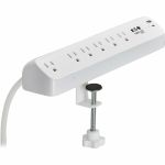 Eaton Tripp Lite Series Protect It! 6-Outlet Surge Protector with USB-A and USB-C Charging Ports - 5-15R Outlets  900 Joules  Desk Clamp  6 ft. (1.8 m) Cord  White - White - NEMA 5-15P