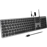 Macally UCZKEYHUBACSG Keyboard - Cable Connectivity - USB Type A  USB Type C Interface - 107 Key(s) - ChromeOS - PC  Mac - Scissors Keyswitch - Space Gray
