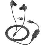 Logitech Zone Wired Earbuds - Stereo - Mini-phone (3.5mm)  USB Type C  USB Type A - Wired - 16 Ohm - 20 Hz to 16 kHz - Earbud - Binaural - In-ear - 4.80 ft Cable - Noise Cancelling  Omn