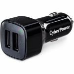 CyberPower TR22U3A USB Charger with 2 Type A Ports - 2 USB Port(s) - 3.1 Amps (Shared)  12VDC Auto Power Port  10.5 VDC - 15.5 VDC  Black  1YR Warranty