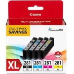 Canon CLI-281 XL Original Inkjet Ink Cartridge - Value Pack - Black  Cyan  Magenta  Yellow - 4 Pack - Inkjet - 4 Pack