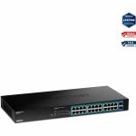TRENDnet 26-Port Gigabit PoE+ Switch  24 x 30W PoE+ Ports  2 Gigabit SFP Slots  380W PoE Budget  52Gbps Switching Capacity  1U 19in Rack Mountable  Lifetime Protection  Black  TPE-TG262