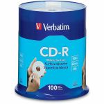 Verbatim CD-R 700MB 52X with Blank White Surface - 100pk Spindle - 120mm - Printable - 1.33 Hour Maximum Recording Time
