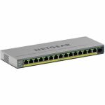 Netgear Business GS116EP Ethernet Switch - 15 Ports - Manageable - Gigabit Ethernet - 10/100/1000Base-T - 3 Layer Supported - 1 SFP Slots - 10.09 W Power Consumption - 180 W PoE Budget