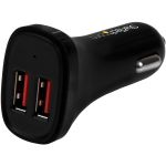 StarTech.com Dual Port USB Car Charger - Black - High Power 24W/4.8A - 2 port USB Car Charger - Charge two tablets at once - Charge two tablets simultaneously  in your car - 2 port USB