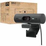 Logitech Brio 505 Full HD Webcam  TAA Compliant  Auto-Framing  Show Mode  Dual Noise Reduction Mics  Privacy Shutter - A full HD 1080p webcam with light correction  auto-framing(1)(3)
