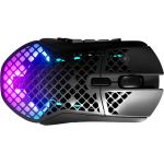 SteelSeries Aerox 9 Wireless Gaming Mouse - Optical - Cable/Wireless - Bluetooth/Radio Frequency - 2.40 GHz - Black - USB Type C - 18000 dpi - Scroll Wheel - 18 Button(s) - 18 Programma