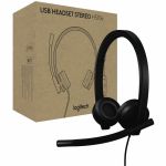 Logitech 981-001429 H570e USB Wired Stereo Headset USB-C Noise-Canceling Mics Inline Controls Certified for Microsoft Teams Black
