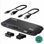 Plugable USB 3.0 Universal Laptop Docking Station for Windows and Mac - (Dual Monitor: HDMI and DVI/HDMI/VGA  Gigabit Ethernet  Audio  6 USB Ports) - Horizontal
