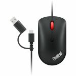 Lenovo ThinkPad USB-C Wired Compact Mouse - Optical - Cable - Raven Black - USB Type C - 2400 dpi - Scroll Wheel - 4 Button(s)