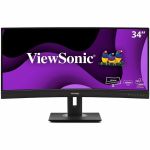 ViewSonic VG3456CA 34 Inch 21:9 Ultrawide QHD 4K Curved Monitor with Ergonomic Design  100W USB C  Docking Built-In  Gigabit Ethernet RJ45 for Home and Office - 34in Viewable - Vertical