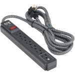 Eaton Tripp Lite Series Protect It! 6-Outlet Surge Protector - 5-15R Outlets  1500 Joules  25 ft. (7.6 m) Braided Cord  Black - Black - NEMA 5-15P - 6 x NEMA 5-15R - 1800 VA - 1500 J -