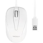 Macally 3 Button Optical USB Wired Mouse for Mac and PC - Optical - Cable - White - USB - 1000 dpi - Scroll Wheel - 3 Button(s) - Symmetrical - 1