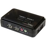 StarTech.com 2 Port USB KVM Kit with Cables and Audio Switching - KVM / audio switch - USB - 2 ports - 1 local user - Control 2 USB enabled computers with this complete KVM kit includin