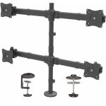 StarTech.com Desk Mount Quad Monitor Arm  4 VESA Displays up to 27in (17.6lb/8kg)  Ergonomic Height Adjustable Articulating Pole Mount - VESA 75x75/100x100mm heavy duty steel desk mount