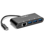 Rocstor USB-C to 3-Port USB-A  USB-C & RJ45 Multiport Adapter - USB 3.0 Hub - for Desktop PC  Notebook - 60 W - USB Type C - 3 x USB 3.0 - 3 x USB Type-A Ports - USB Type-A - 1 x USB Ty