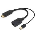 HDMI Male to DP1.2 Female Adapter w/ USB Male Power Support 4K@60Hz 1ft Black