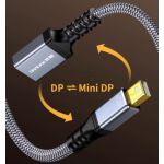 Bi-Directional Mini DisplayPort to DisplayPort 1.4Braided Adapter M/F 8K@60Hz 1ft Space Grey
