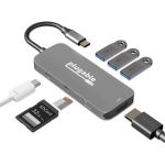 Plugable USB C Hub Multiport Adapter  7-in-1 Hub Compatible with MacBook Pro  Windows  Chromebook  Dell XPS  Thunderbolt 3 and More - (4K HDMI  3 USB 3.0  SD & microSD Card Reader  100W