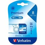 Verbatim 8GB Premium SDHC Memory Card  UHS-I Class 10 - Class 10 - 1 Card/1 Pack - 133x Memory Speed