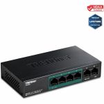 TRENDnet 6-Port Fast Ethernet PoE+ Switch  4 x Fast Ethernet PoE Ports  2 x Fast Ethernet Ports  60W PoE Budget  1.2 Gbps Switch Capacity  Metal  Limited Lifetime Protection  Black  TPE