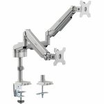 Rocstor ErgoReach Mounting Arm for LED Display  LCD Display  Monitor - Silver - Landscape/Portrait - 2 Display(s) Supported - 32in Screen Support - 19.80 lb Load Capacity - 75 x 75  100