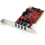 StarTech.com 4 Port PCI SuperSpeed USB 3.0 Adapter Card with SATA/SP4 Power - 5Gbps - 4-Port USB 3.0 PCI/PCI-X Card (USB 3.1 Gen 1/USB 3.2 Gen 1x1) - Achieve speeds up to PCI bus max (1