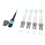 2M(6ft) Aqua MTP/UPC/F OM4 To LCU*4 Duplex Multi- Mode 8-Fibers (OFNP) Elite Type-B Breakout Cable