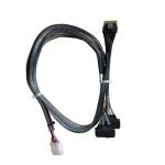 SlimSAS 8X (SFF-8654) 74Pin 2*U.2 NVMe ( 2*SFF-8639) 68Pin Cable with Power 75cm Black