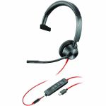 Poly Blackwire 3315 Headset - Microsoft Teams Certification - Mono - USB Type C  Mini-phone (3.5mm) - Wired - 32 Ohm - 20 Hz to 20 kHz - On-ear  Over-the-head - Monaural - Supra-aural -