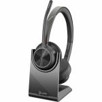 Poly Voyager 4320-M Microsoft Teams Certified Headset + BT700 Dongle + Charging Stand - Microsoft Teams Certification - Google Assistant  Siri - Stereo - USB Type C - Wired/Wireless - B