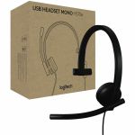 Logitech H570e USB Wired Mono Headset  USB-C  Noise-Canceling Mics  Inline Controls  Certified for Microsoft Teams  Black - Microsoft Teams Certification - Mono - USB Type C - Wired - 2