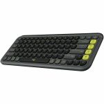 Logitech POP ICON KEYS Wireless Bluetooth Keyboard  Comfortable Typing  Programmable Keys  Easy-Switch Between up to 3 Devices (Graphite & Green) - Wireless Connectivity - Bluetooth - 5