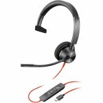 Poly Blackwire 3310 Monaural USB-C Headset + USBC/A Adapter - Mono - USB Type C  Mini-phone (3.5mm) - Wired - 32 Ohm - On-ear - Monaural - Supra-aural - 7.05 ft Cable - Omni-directional