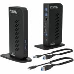 Plugable USB 3.0 and USB-C Dual 4K Display Docking Station with DisplayPort and HDMI for Windows and Mac - (Dual 4K DisplayPort & HDMI  Gigabit Ethernet  Audio  6 USB Ports) Vertical