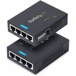 StarTech.com 4-Port Gigabit Midspan  PoE+ Injector  802.3at & 802.3af  Wall-Mountable Power over Ethernet Midspan  TAA Compliant - Deliver power and data to four PoE-powered devices (PD