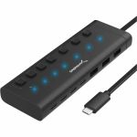 Sabrent USB C Hub 7-Port 48W Powered Hub - USB Type C - 640 MB/s - Notebook  Desktop  Keyboard  Mouse  Hard Drive  Smartphone  Tablet  Flash Drive  Headset  Wireless Receiver - 7 USB Po