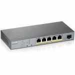 ZYXEL GS1350-6HP 5-Port Gigabit Smart Nebula Cloud Managed PoE Switch | 3 PoE+ / 2 PoE++ Ports at 60W with 1 SFP Uplink - 6 Ports - Gigabit PoE / PoE+ / PoE++ Ethernet - For Surveillanc