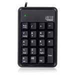 Adesso 19-Key Mechanical Keypad with 3-Port USB Hub - Cable Connectivity - USB Interface - 19 Key(s) - Rugged - Notebook - Windows  Mac OS - Mechanical Keyswitch - Black
