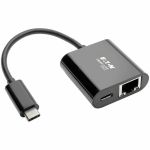 Eaton Tripp Lite Series USB-C to Gigabit Network Adapter with 60W USB-C PD Charging - Thunderbolt 3  Black - USB 3.1 Type C - 1 Port(s) - 1 - Twisted Pair
