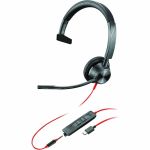 Poly Blackwire 3310 USB-C Headset TAA - Mono - USB Type C - Wired - 32 Ohm - 20 Hz - 20 kHz - On-ear - Monaural - Ear-cup - 7.10 ft Cable - Omni-directional Microphone - Noise Canceling
