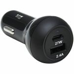 Eaton Tripp Lite Series Dual-Port USB Car Charger with 39W Charging - USB-C (27W) PD 3.0  USB-A (12W)  Black - 12 V DC Input - 5 V DC/3 A  9 V DC Output - Black