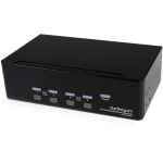 StarTech.com 4 Port Dual DVI USB KVM Switch w/ Audio & USB Hub - Share a keyboard  mouse and dual DVI displays/monitors between 4 multimedia computers - Dual Monitor KVM - dual monitor