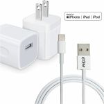 4XEM Wall Charger and 6ft Lightning Cable for Apple iPhone/iPod  USB AC Power adapter - MFi Certified - 5 W  1A Wall charger with single USB port for Apple iPhones MFi Certified
