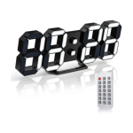 EDUP EH-LED1301- 2 3D LED Wall Clock 15in Remote Control Digital Timer Nightlight Black