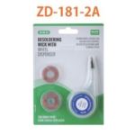 ZD-181-2A Desoldering Wick with Wheel Dispenser Core Size 2.0mm x1.5M Transparent White