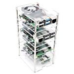 MC RAS-PCS46 Four Layer Stackable Clear AcrylicRaspberry Pi 5/4/3/ Pi Zero 2 W Case with Fans and Heatsinks