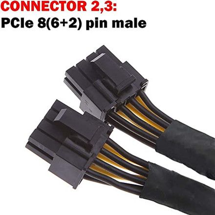 PCI-e Pin Female to Dual Pin Male GPU VGA power cable Inches