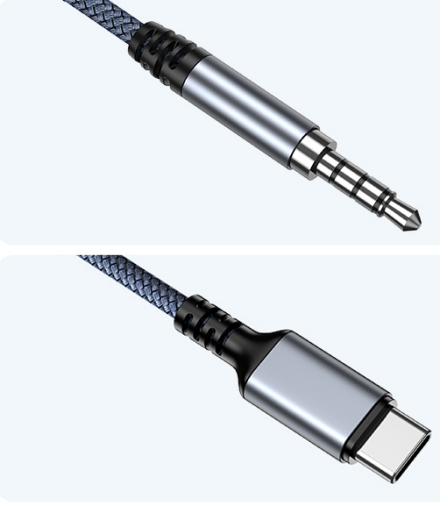 USB C Male to TRRS Male Nylon Braided Cable w/ Smart DAC